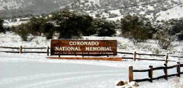 Entrance to Coronado National Memorial after snowfall